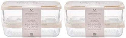 Glass Food Storage Containers with Lids — 12 Piece — 26.5 oz & 40.57 oz Glass with BPA-Free Leak Resistant Stackable Lids — Microwave, Oven & Dishwasher Safe — Ideal for Meal Prep - Vanilla Mist