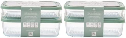 Glass Food Storage Containers with Lids — 8 Piece — 57.5 oz & 40.57 oz Glass with BPA-Free Leak Resistant Stackable Lids — Microwave, Oven & Dishwasher Safe — Ideal for Meal Prep & More - Soft Sage
