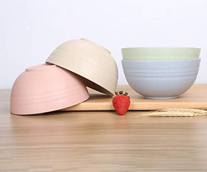 Wheat Straw Dinnerware Sets for 4 (Reusable Plates, Bowls & Cups) - Lightweight Unbreakable Dinner Camping Dishes - Dishwasher & Microwave Safe, Eco Friendly(12Pcs/Beige)
