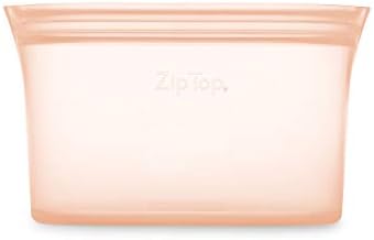 Zip Top Reusable Food Storage Bags | Small Dish [Peach] | Silicone Meal Prep Container | Microwave, Dishwasher and Freezer Safe | Made in the USA