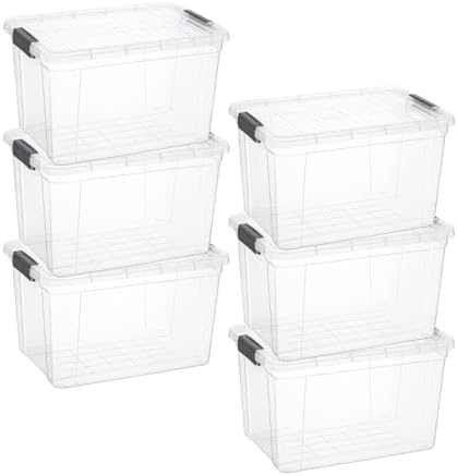 Superio 14.7 Quart Clear Plastic Storage Boxes with Lids, Stackable Organizer Containers, BPA-Free Storage Bins for Home, Office, School & Dorm, 6 Pack