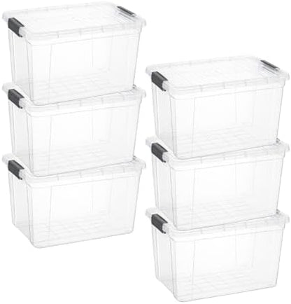 Superio 14.7 Quart Clear Plastic Storage Boxes with Lids, Stackable Organizer Containers, BPA-Free Storage Bins for Home, Office, School & Dorm, 6 Pack