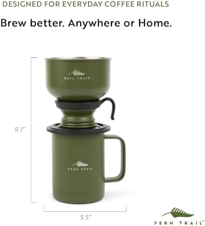 Pour over coffee maker, 12 oz insulated mug with lid, stainless steel reusable coffee filter, BPA-Free, green
