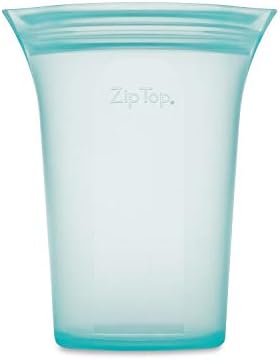 Zip Top Reusable Food Storage Bags | Large Cup [Teal] | Silicone Meal Prep Container | Microwave, Dishwasher and Freezer Safe | Made in the USA