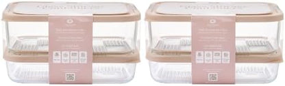 Glass Food Storage Containers with Lids — 12 Piece — 26.5 oz & 40.57 oz Glass with BPA-Free Leak Resistant Stackable Lids — Microwave, Oven & Dishwasher Safe — Ideal for Meal Prep - Cashew Cream