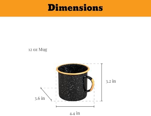 Granite Ware 12-Piece Outdoor Set, Enameled Steel, Perfect for Camping & Picnics - Speckled Black with Color Rim