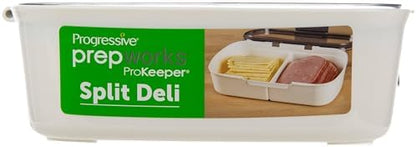 ProKeeper Split Deli Food Storage Container with Air-Tight Silicone Seal and Dry Erase Compatible Lid, 11.75 (Pack of 2)