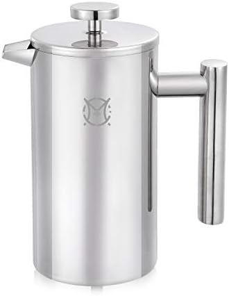 French Press Coffee Maker – 2 Cups Small Stainless Steel Coffee Maker Double Walled French Press 750ML/24OZ