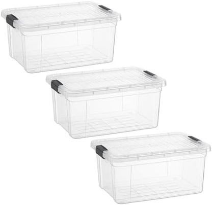 Superio 11 Quart Clear Plastic Storage Boxes with Lids, Stackable Organizer Containers, BPA-Free Storage Bins for Home, Office, School & Dorm, 3 Pack