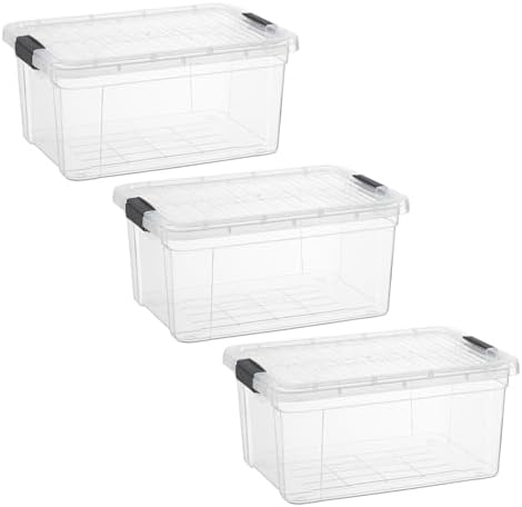 Superio 1.85 Quart Clear Plastic Storage Boxes with Lids, Stackable Organizer Containers, BPA-Free Storage Bins for Home, Office, School & Dorm, 3 Pack