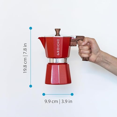 GROSCHE Milano Stovetop Espresso Maker Moka Pot 6 espresso Cup, 9.3 oz Red