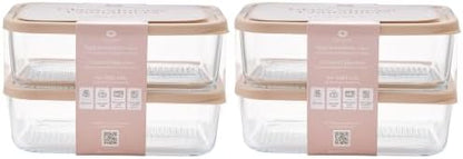 8-Piece Airtight Borosilicate Glass Food Storage Set with Snap Lids, 4 x 57.5oz Cashew Cream by Container Culture by DuraLiving
