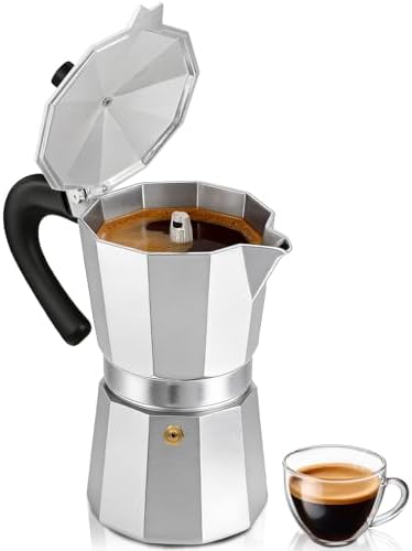 Coffee Maker Stovetop Espresso Maker 12 Cup Aluminum Moka Pot Percolator 20oz 600ml Easy Brewing for Electric Ceramic Stoves Home Camping Italian Cuban Café Classic Silver