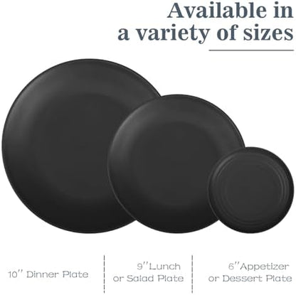 40 PCS Plate and Bowl Set, Wheat Straw Dinnerware Sets for 8(Black)