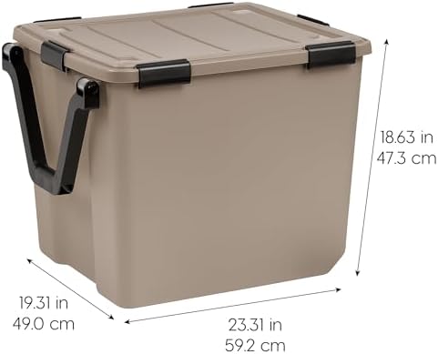 IRIS USA 3-Pack 106 Qt Storage Bins with Gasket Lids, Tan