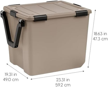 IRIS USA 3-Pack 106 Qt Storage Bins with Gasket Lids, Tan