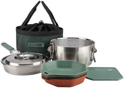Gerber Gear ComplEAT Cook Set - Dishwasher-Safe Camping Cookware for Outdoor Cooking - Includes Saute Pan, Stock Pot, 4 Plates, 4 Bowls, Mixing Bowl & More