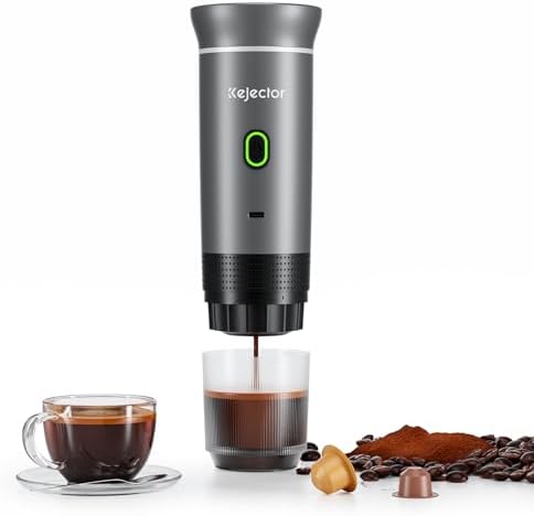 KEJECTOR Portable Coffee Maker Espresso Machine for Travel Nano Car Coffee Maker Compatible with Ground Coffee & NS Capsule for RV, Hiking Camping Office, Travel Espresso Maker Electric Coffee Machine