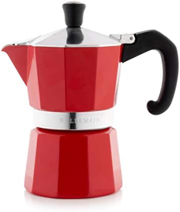 Bellemain Stovetop Espresso Maker, Italian Moka Pot, 3-Cup Red