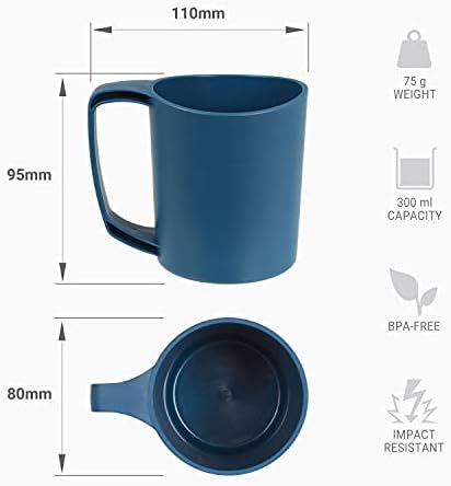 Lifeventure Ellipse Plastic 4-Piece Tableware Set: Knife/Fork/Spoon, Plate, Bowl, Mug for Camping, Travel & Outdoor