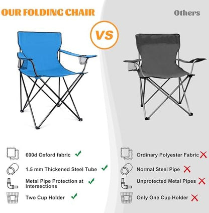 HaSteeL Camping Chairs, 4Pcs Oversized Folding Lawn Chairs for Adults