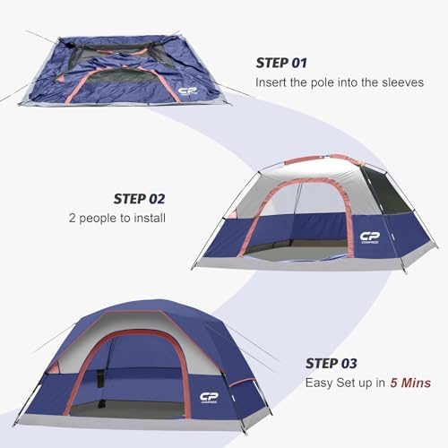 CAMPROS CP Tents for Camping 2/4/6 Person, Waterproof Windproof Dome Tent