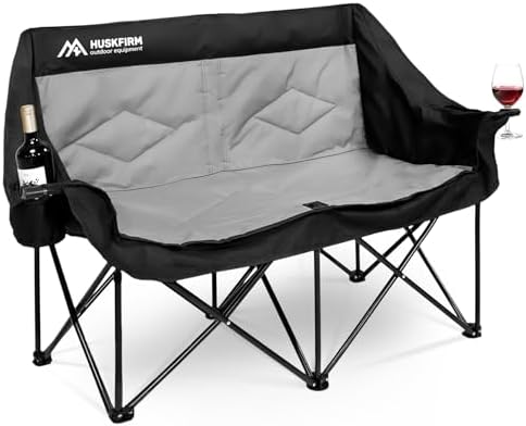 Oversized Double Camping Chairs for Adults, 2 Person Camping Chair, Black