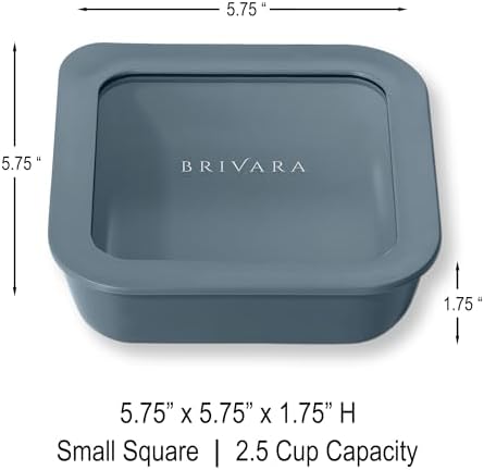 Glass Food Storage Container with Lid, 2.5-Cup Small Square | Microwave-Safe Airtight Lid, Oven-Safe Ceramic-Coated Glass | Zero Plastic, No PFAS/PFOA/BPA, Reusable [Dusk]