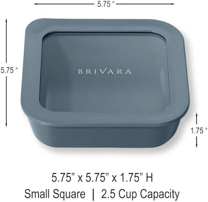 Glass Food Storage Container with Lid, 2.5-Cup Small Square | Microwave-Safe Airtight Lid, Oven-Safe Ceramic-Coated Glass | Zero Plastic, No PFAS/PFOA/BPA, Reusable [Dusk]