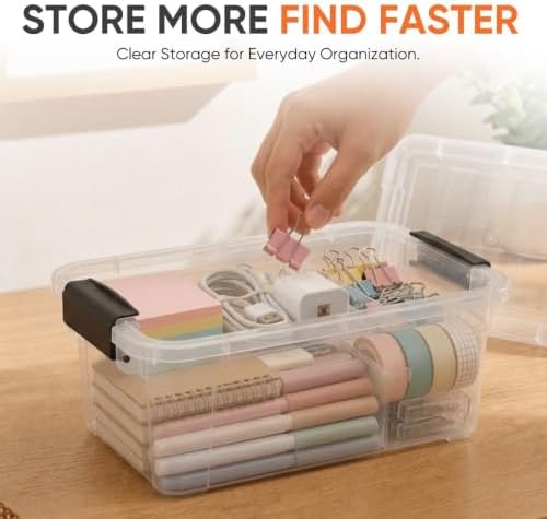 Superio 3.4 Quart Clear Plastic Storage Boxes with Lids, Stackable Organizer Containers, BPA-Free Storage Bins for Home, Office, School & Dorm, 3 Pack