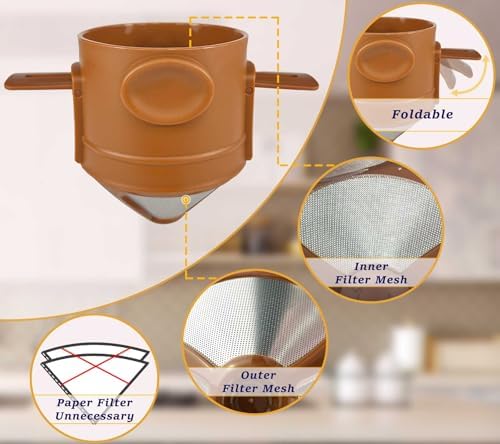 ZK&HX LIFE 13oz Camping Pour over Coffee Makers,Portable Pour Over Coffee Dripper,forTravel,Camping,Offices,Backpacking,Portable Tea Infuser for Loose Leaf Tea,Infuser Cup