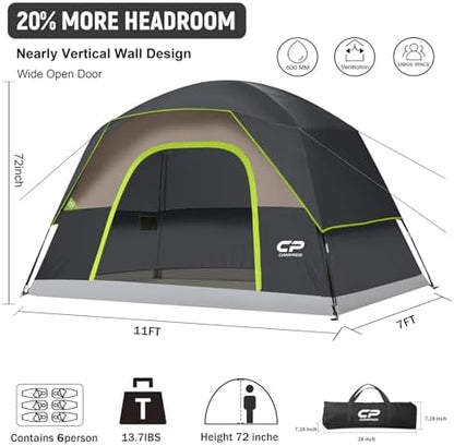 CAMPROS CP Tents for Camping 2/4/6 Person, Waterproof Windproof Dome Tent
