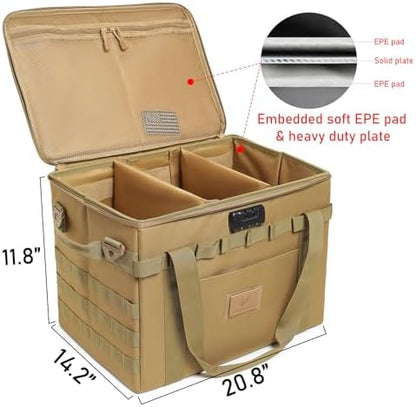 Tactical Camping Storage Bag Utility Tote Bag Camp Kitchen & Trunk Organizer with Combination Lock and Shoulder Strap
