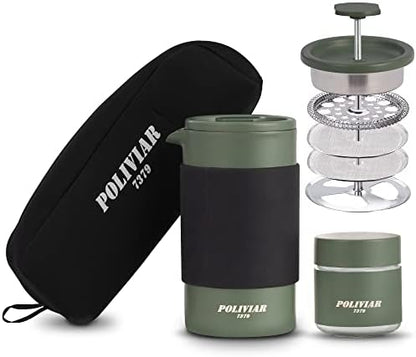 POLIVIAR French Press Coffee Maker, 12 oz, Green