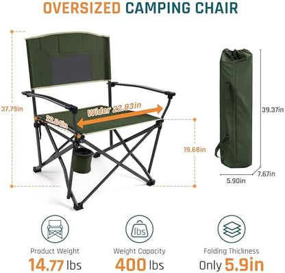 4 Pack Oversized Heavy Duty Camping Chairs for Adults 400LBS Capacity