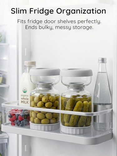 Homnoble Pickle and Olive Hourglass Jar with Strainer Flip Juice Separator