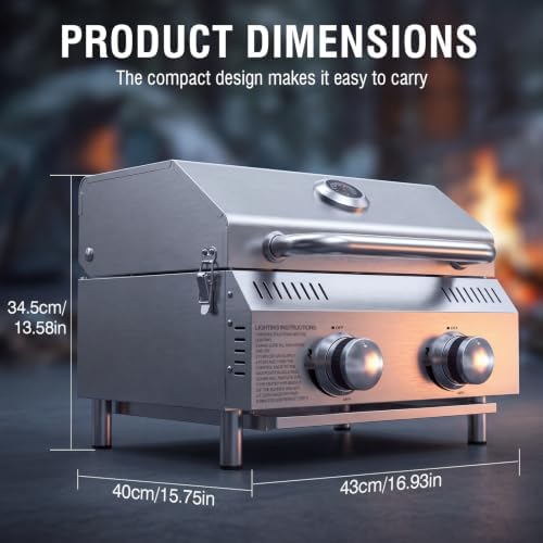 Bestfire 2-Burners Tabletop Propane Grill, 20,000 BTU
