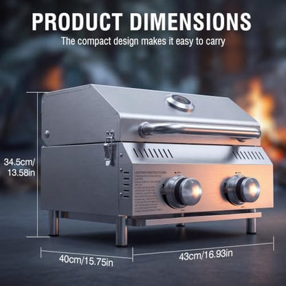 Bestfire 2-Burners Tabletop Propane Grill, 20,000 BTU
