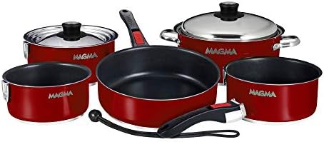 Magma A10-366-MR-2-IND 10 Pc Stainless Steel NonStick Nesting Cookware Set