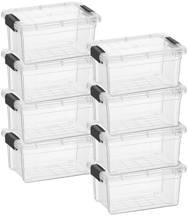 Superio 3.4 Quart Clear Plastic Storage Boxes with Lids, Stackable Organizer Containers, BPA-Free Storage Bins for Home, Office, School & Dorm, 8 Pack