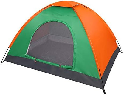 2-Person Camping Tent, Waterproof Oxford Fabric with Dual-Door Design, Lightweight & Easy Setup Backpacking Tent, Portable for Hiking, Outdoor Adventures (Orange & Green)