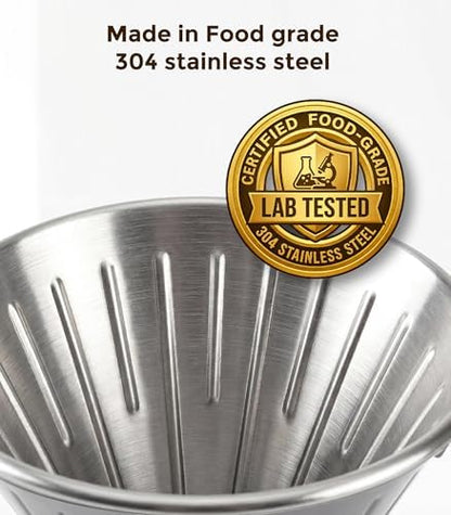 AGOGO Stainless Steel V60 Coffee Dripper & 50 Paper Filters, Black