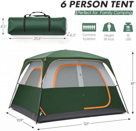 OLIXIS Camping Tent 2 Person, Tent for Camping, Fast Setup, Compact Carry