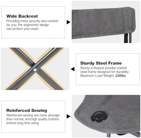 REDCAMP 2 Pack Tripod Camping Chairs Folding Lightweight