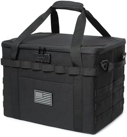 Tactical Camping Storage Bag Utility Tote Bag Camp Kitchen & Trunk Organizer with Combination Lock and Shoulder Strap