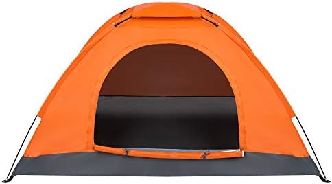 Camping Tent 1-2 Person Waterproof Windproof Dome Tent with Double Layers Door-Easy Set up-Portable Tents for Camping,Oxford Fabric,Orange