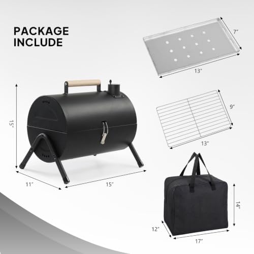 2-Sided Portable Charcoal Grill, Dual Zone with Carry Bag, 13in Tabletop