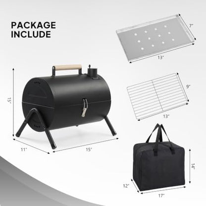 2-Sided Portable Charcoal Grill, Dual Zone with Carry Bag, 13in Tabletop