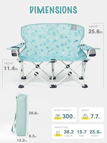 EVER ADVANCED Kids Camping Chair for Two Kids Green