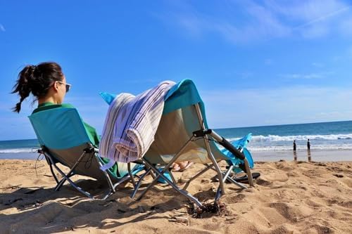 Nice C Low Beach Camping Folding Chair, River Sand Lake Chair (2 Pack Blue)
